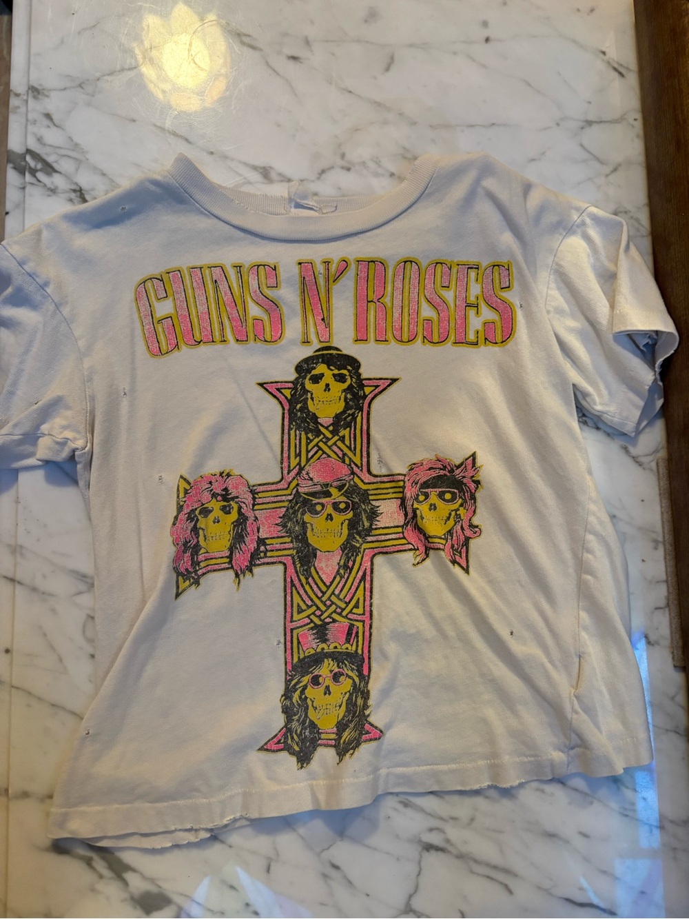MadeWorn Guns N' Roses White Graphic Crop Tee size XS